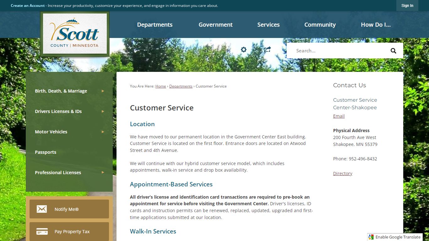 Customer Services | Scott County, MN